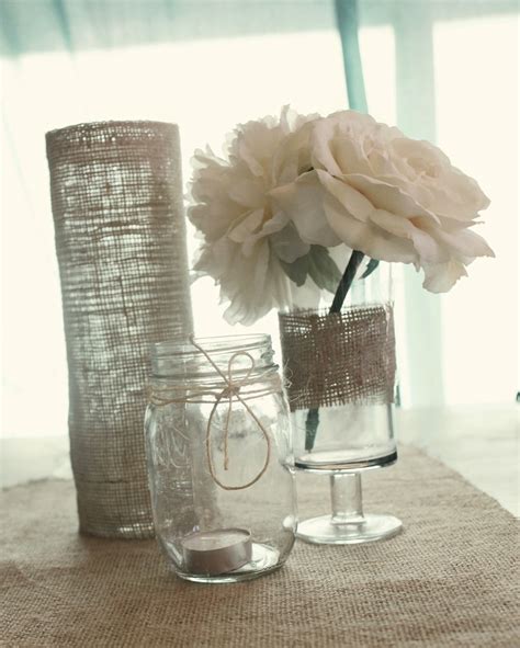 Mason Jar Centerpieces With Burlap