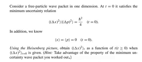 Solved Consider A Free Particle Wave Packet In One Chegg