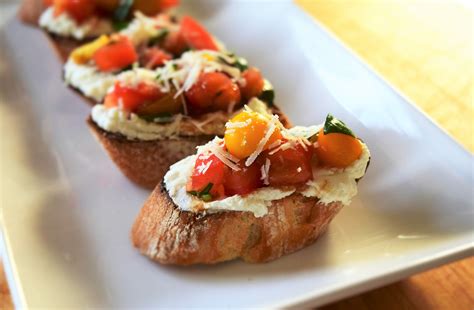 Tomato Basil Bruschetta With Goat Cheese Easy On The Cook