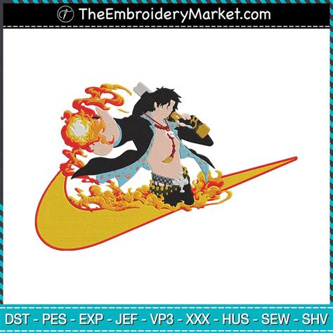 Nike X Portgas D Ace One Piece Embroidery Designs File Nike Machine