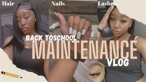 Back To School Maintenance Vlog New Hair Lashes Nails Senior Year