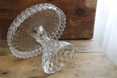 Vintage Fostoria American Pattern Glass Cake Stand Round Pedestal Plate