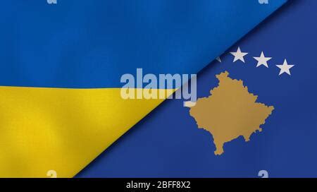 Flagge Der Ukraine Und Des Kosovo Ukrainische Und Kosovarische Flaggen