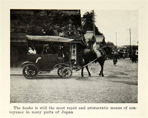 1924 Print Basha Japanese Horse Carriage Wagon Cart Cityscape Animal X