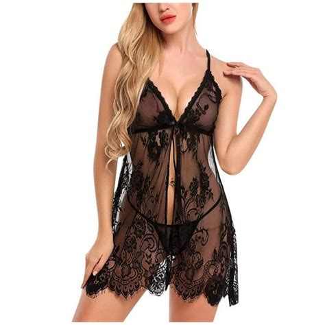 Femmes Fun Mode Élégante Sexy Sling Lingerie Dentelle Gaze Sous