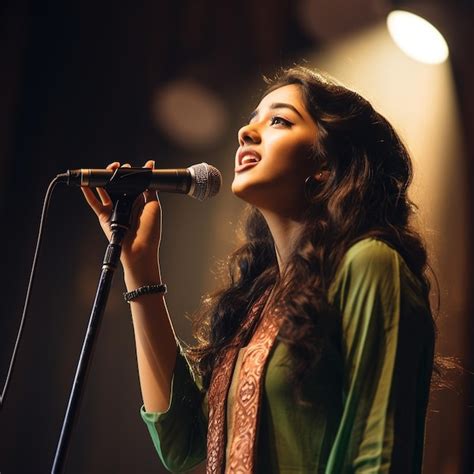 Premium Photo An Indian Girl Singing On Stag Live Performance