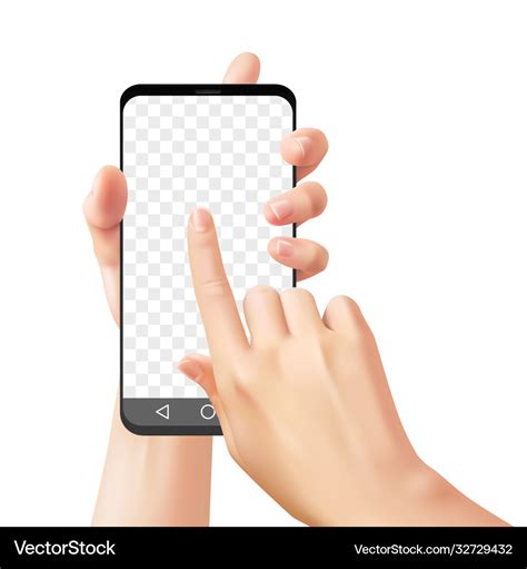 Hands Holding Smartphone Woman Uses Mobile Phone Vector Image