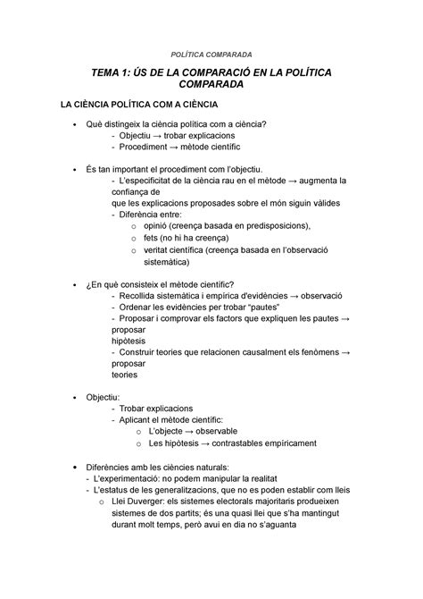 Apunts Política Comparada POLÍTICA COMPARADA TEMA 1 ÚS DE LA