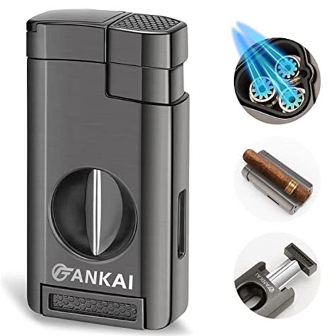 FANKAI Cigar Lighter Torch Lighter With Deep Cigar Cutter V Cut Up To