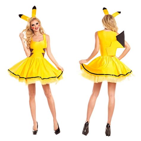 Pikachu Costume Halloween Women Fancy Dress Sexy Cute Anime Cosplay