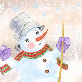Иллюстрация Снеговичок в стиле графика | Illustrators.ru