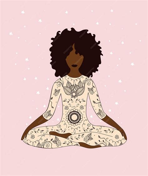 Premium Vector | African american woman doing yoga black woman ...