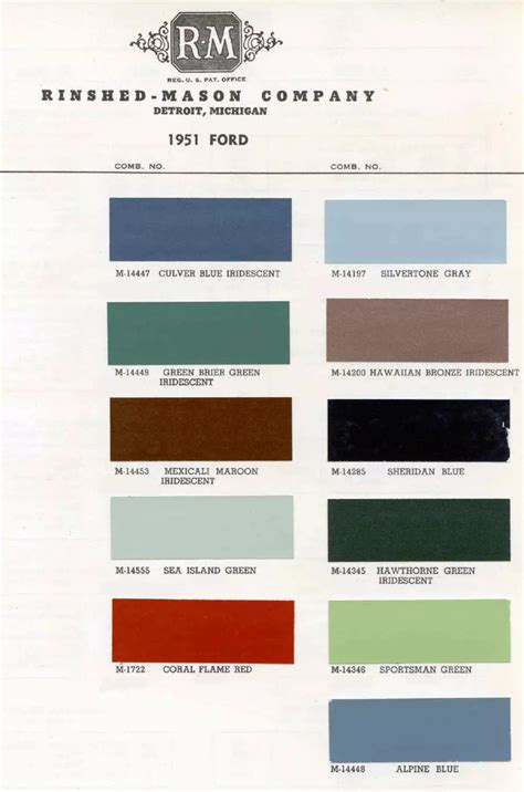 1951 Paint Code Color Book