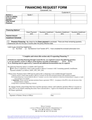 Fillable Online Financing Request Form Ebview Fax Email Print Pdffiller