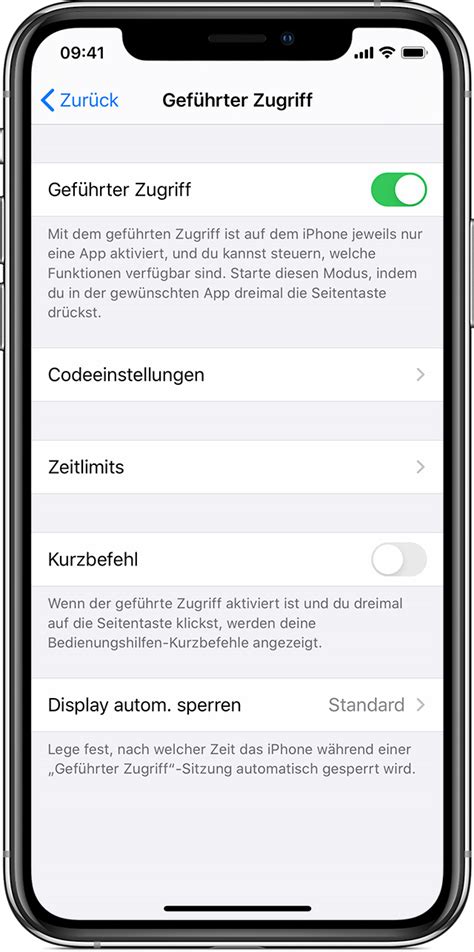 Den geführten Zugriff mit dem iPhone iPad und iPod touch verwenden