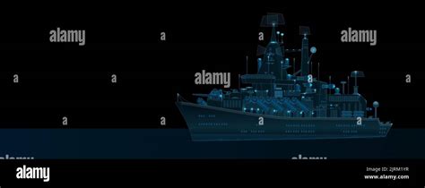 Modern War Ship Vector Illustration Guided Missile Cruiser With Big