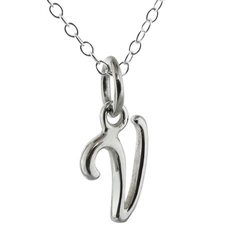 Fashionjunkie4life Sterling Silver Tiny Initial Letter V Charm