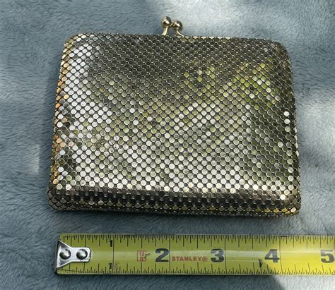 Vintage Whiting David Gold Metal Mesh Purse Gem