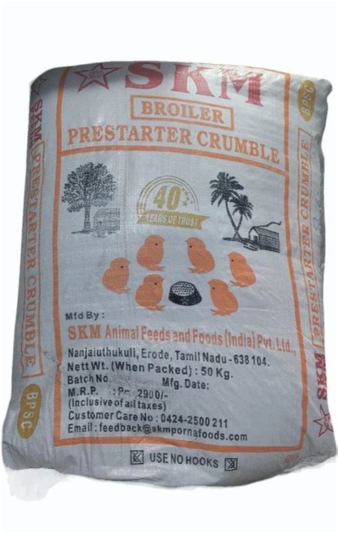 Pallets Broiler Prestarter Crumble Packaging Type Pp Bag Packaging