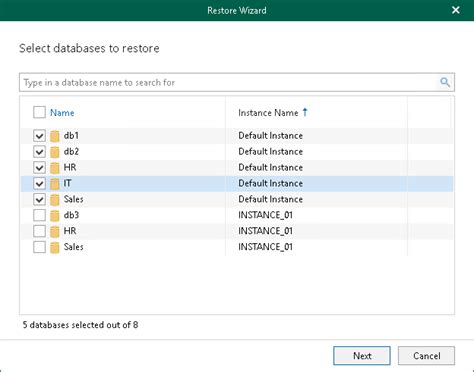 Step 2 Select Databases Veeam Backup Explorers Guide