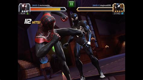 Spider Man Miles Morales Vs Symbiote Spider Man Marvel Contest Of Champions Youtube