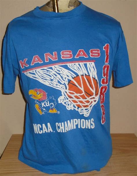 vintage 1988 Kansas NCAA basketball Champions large thin t shirt | Ncaa ...