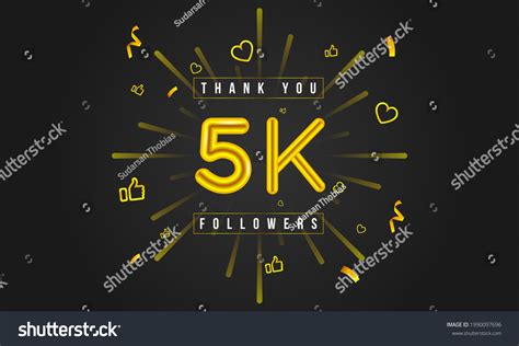 Thank You 5k Followers Design Celebrating 5000 Royalty Free Stock