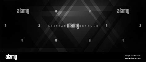 Black Modern Abstract Wide Banner With Lines And Geometric Triangle