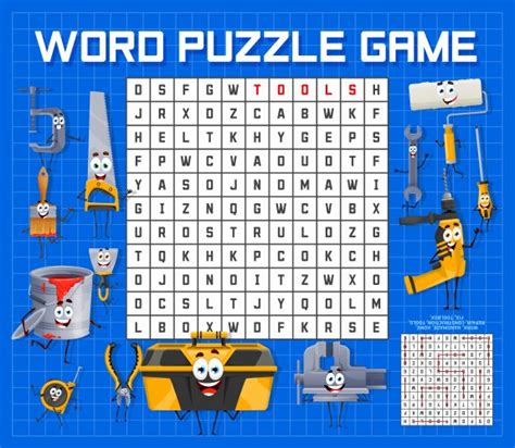 Builder Tools Word Search Puzzle Game Worksheet Vector Image