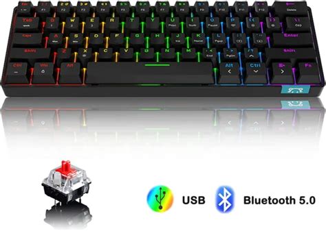 UK 60% WIRED/WIRELESS Bluetooth Dual-mode Mechanical Gaming Keyboard ...