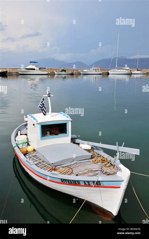 Greek Fishing Boat Stock Photo Alamy