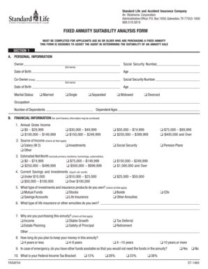 Fillable Online FIXED ANNUITY SUITABILITY ANALYSIS FORM Fax Email Print