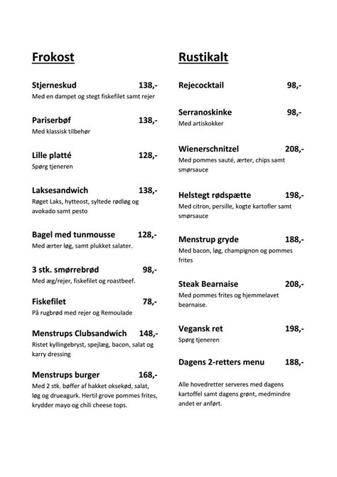 Hotel Menstrup Kro Restaurant Menukort By Hotel Menstrup Kro Issuu