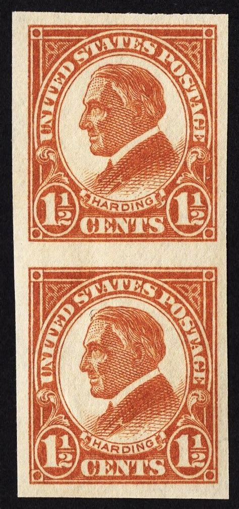 US 576 MNH VF XF 1 1 2 Cent Harding Vertical Pair Imperforate Nice