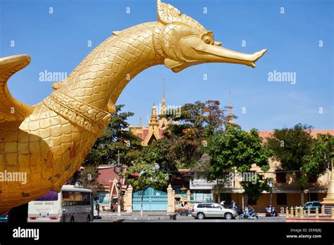 The Golden Bird Statue In Wat Botum Park Phnom Penh Cambodia Stock