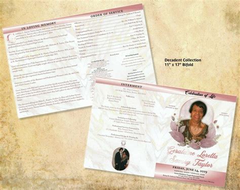 11 X 17 Large Memorial Programs Decadent Collection Cherished Keepsakes