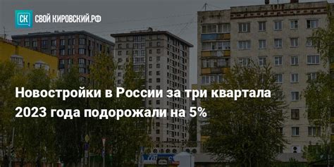 Новостройки в России за три квартала 2023 года подорожали на 5