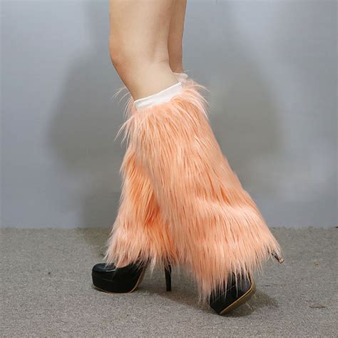 Noarlalf Furry Leg Warmers Autumn And Winter Plush Socks Long Boots Warm Stage Performance High