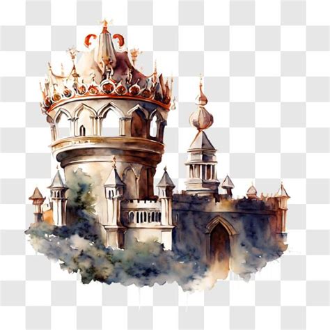 Baixe Pintura Em Aquarela De Castelo Ornamentado PNG Creative Fabrica