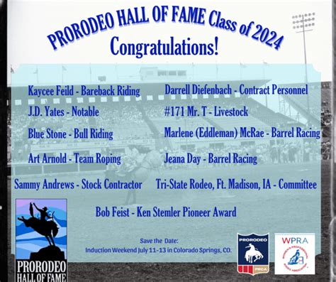 ProRodeo Hall Of Fame Announces 2024 Inductees ProRodeo Hall Of Fame