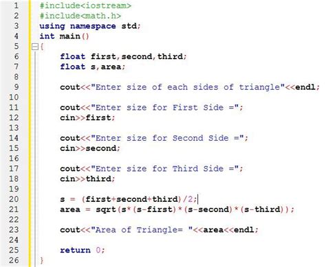 C Program Area Of Triangle