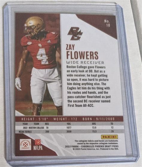 2023 Panini Chronicles Draft Picks Phoenix Zay Flowers Ravens GOLD 1