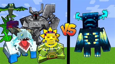 Warden Vs Mowzie S Mobs Monsters In Minecraft Youtube