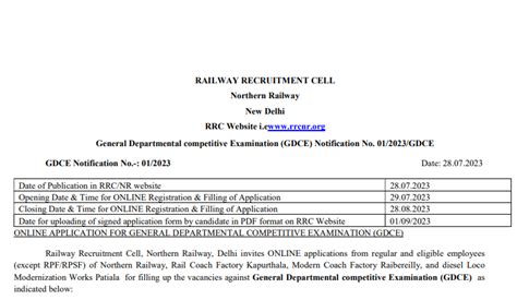 Northern Railway Recruitment Northern Railway Gdce Notification