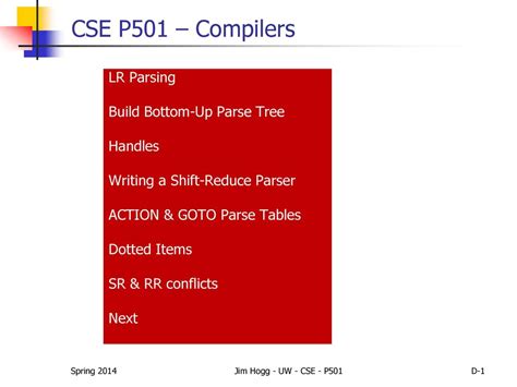 Cse P501 Compilers Lr Parsing Build Bottom Up Parse Tree Handles