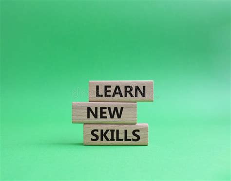 Learn New Skills Symbol Concept Words Learn New Skills On Wooden Blocks Beautiful Orange