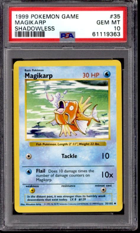 Pokemon Base Set Shadowless Magikarp 35 102 PSA 10 GEM MINT DA Card World