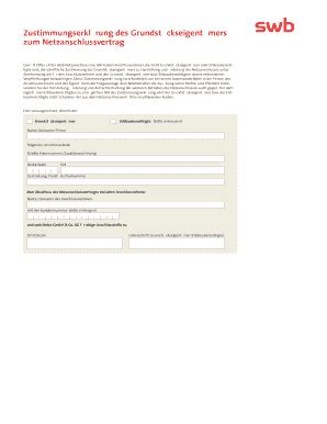 Ausfüllbar Online wesernetz Zustimmungserkl rung des Grundst ckseigent