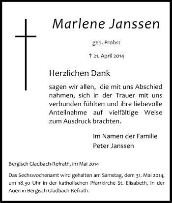 Traueranzeigen Von Marlene Janssen Wirtrauern