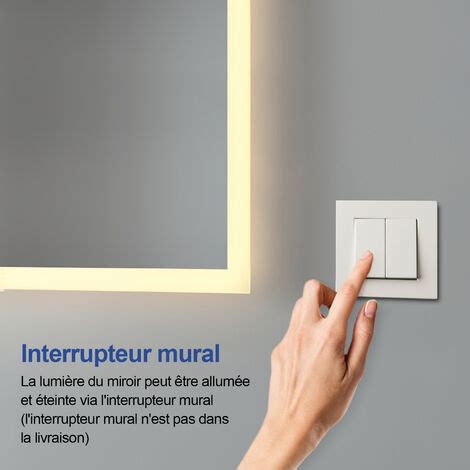 Meykoers Miroir Lumineux Salle De Bain 60x40cm Miroir Mural Avec